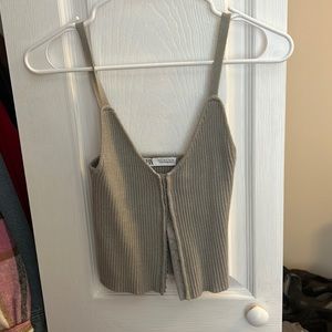 gray zara sweater corset crop top